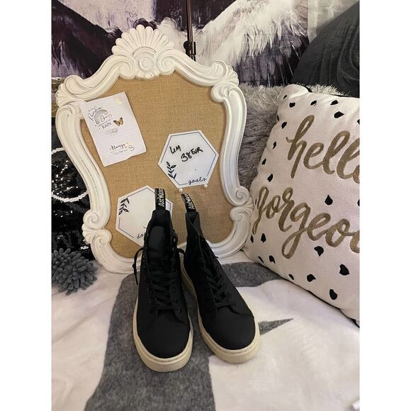 Black doc martins combat/work boots lace up men 6m women 8m street club - Picture 4 of 9